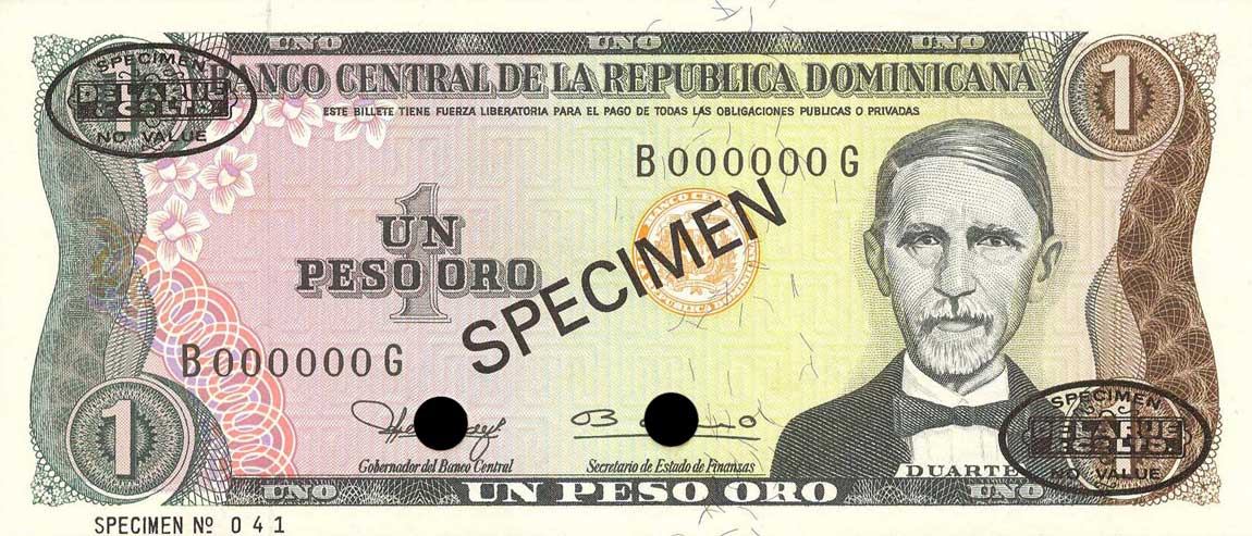 Front of Dominican Republic p117s1: 1 Peso Oro from 1980