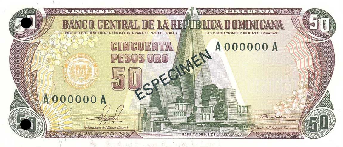 Front of Dominican Republic p121s1: 50 Pesos Oro from 1978