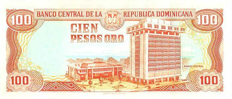 Back of Dominican Republic p156a: 100 Pesos Oro from 1997