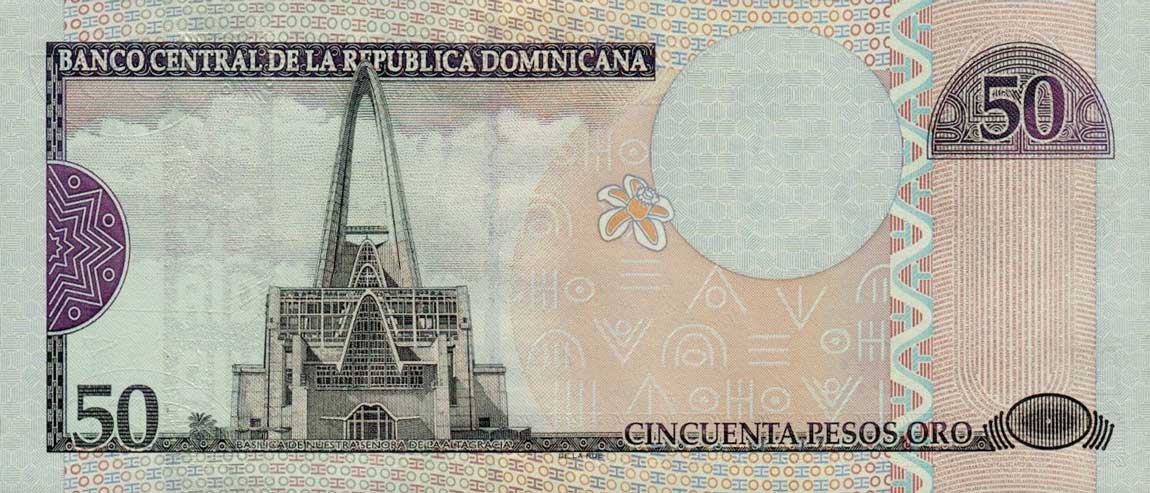 Back of Dominican Republic p170a: 50 Pesos Oro from 2002