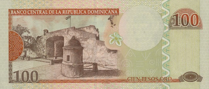 Back of Dominican Republic p171a: 100 Pesos Oro from 2001
