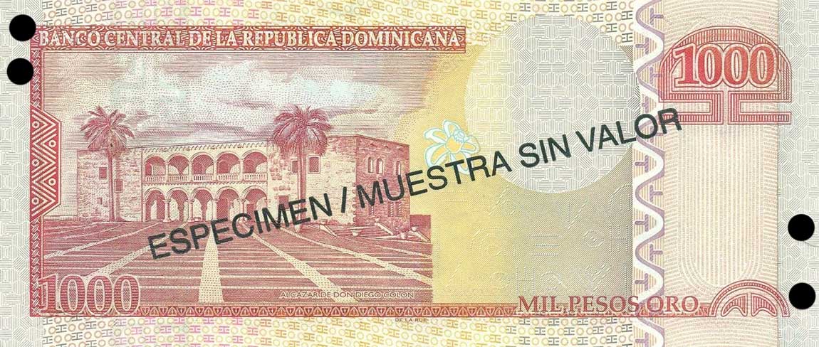 Back of Dominican Republic p173s2: 1000 Pesos Oro from 2003