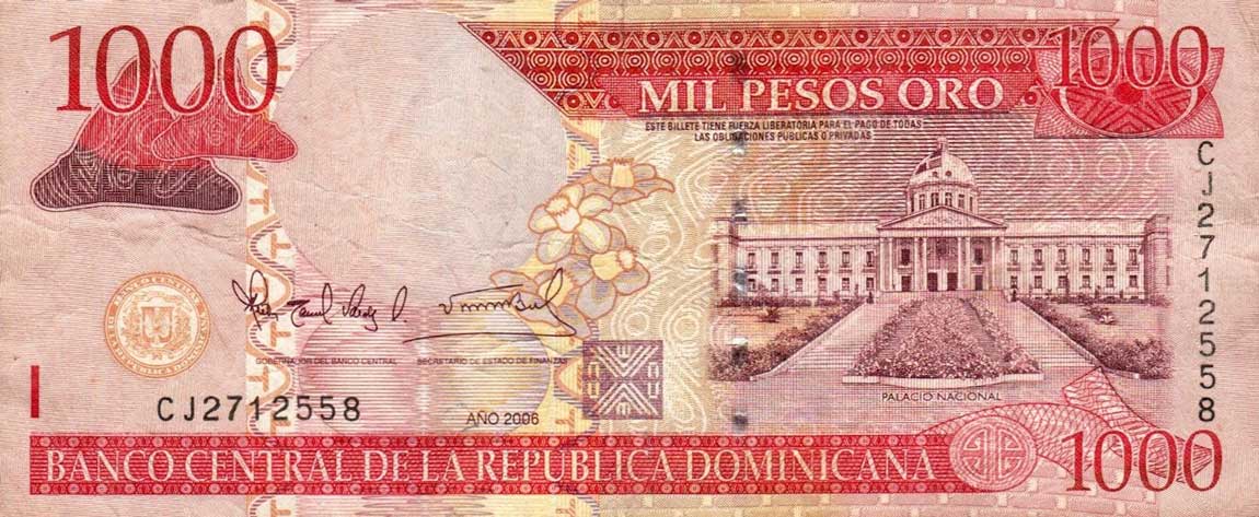 Front of Dominican Republic p180a: 1000 Pesos Oro from 2006