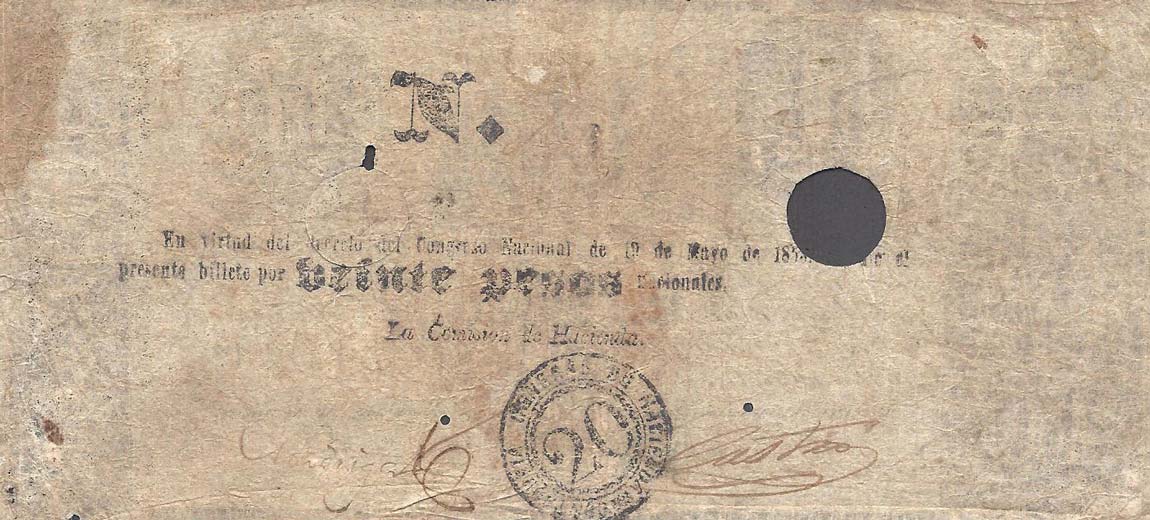 Back of Dominican Republic p6: 20 Pesos from 1848