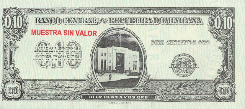 Front of Dominican Republic p85s: 10 Centavos Oro from 1961