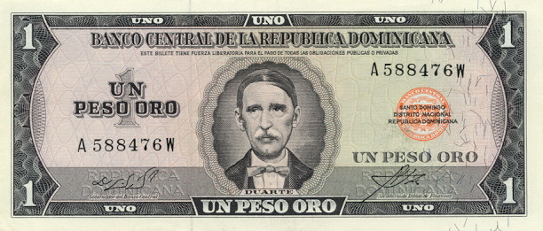 Front of Dominican Republic p99a: 1 Peso Oro from 1964