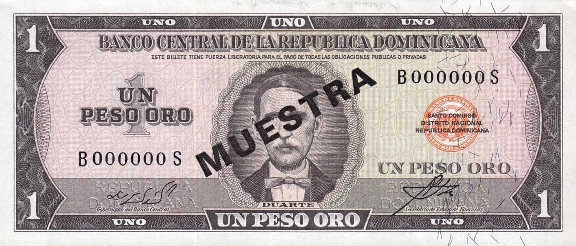 Front of Dominican Republic p99s3: 1 Peso Oro from 1964