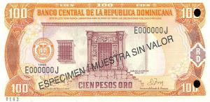 Gallery image for Dominican Republic p156s2: 100 Pesos Oro