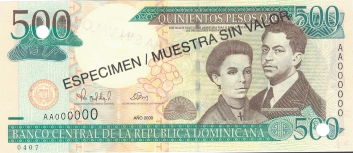Front of Dominican Republic p162s: 500 Pesos Oro from 2000