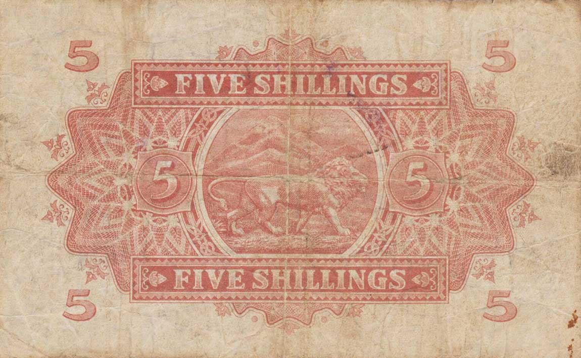 Back of East Africa p13a: 5 Shillings from 1921