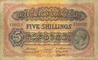 p13a from East Africa: 5 Shillings from 1921