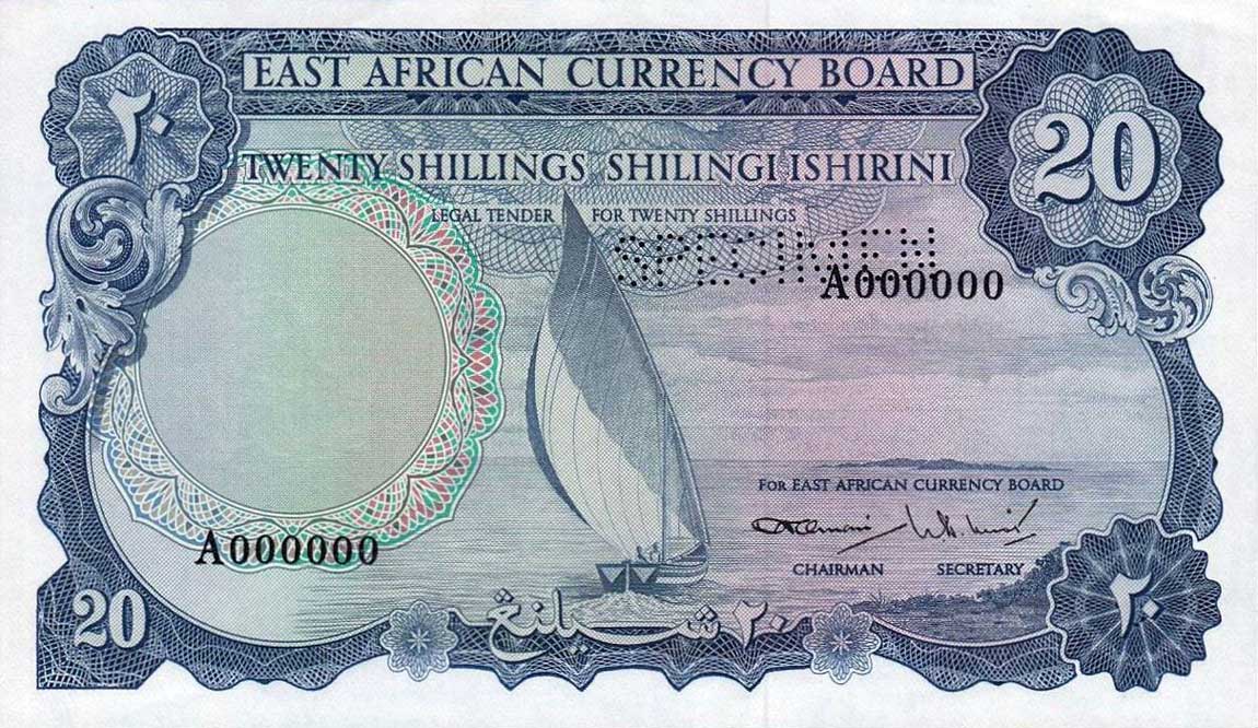 Front of East Africa p47s: 20 Shillings from 1964