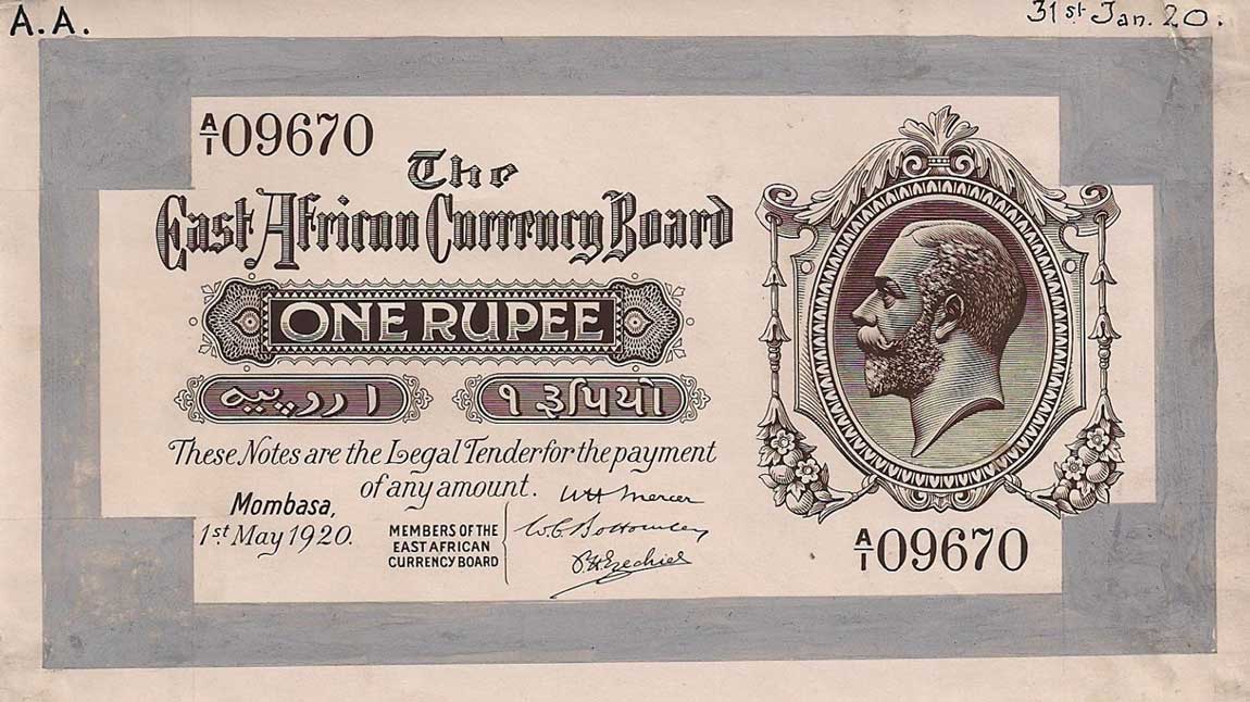Front of East Africa p7p: 1 Rupee from 1920