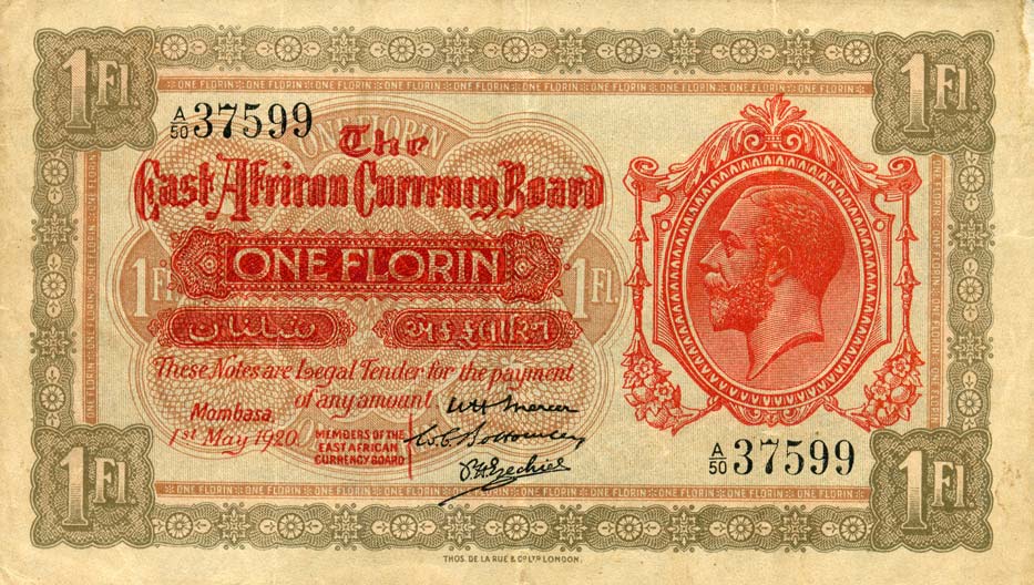 Front of East Africa p8a: 1 Florin from 1920