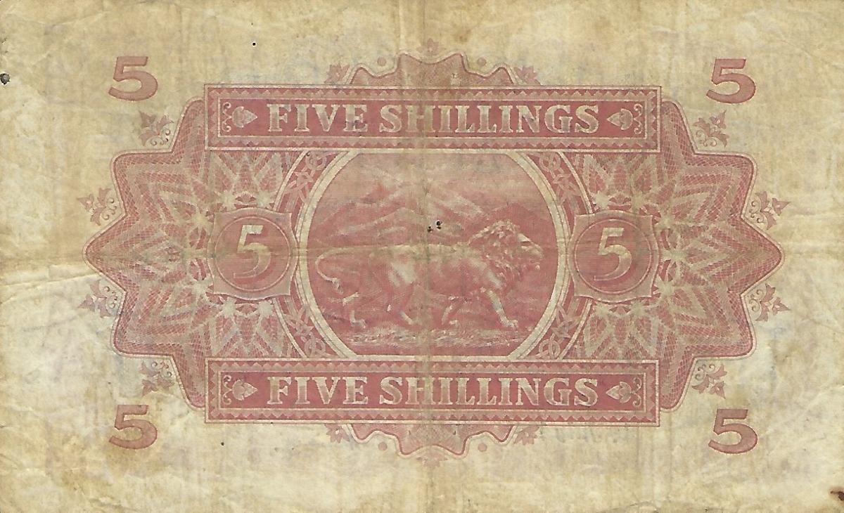 Back of East Africa p28a: 5 Shillings from 1938