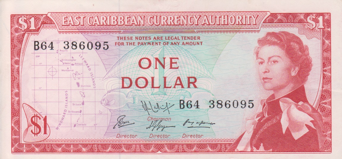 Front of East Caribbean States p13f: 1 Dollar from 1965