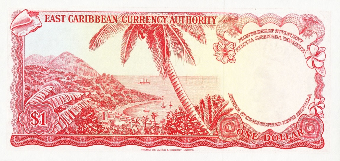 Back of East Caribbean States p13i: 1 Dollar from 1965