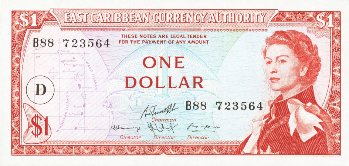 Front of East Caribbean States p13i: 1 Dollar from 1965