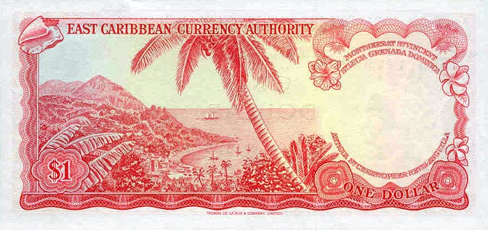 Back of East Caribbean States p13n: 1 Dollar from 1965