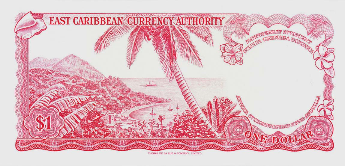 Back of East Caribbean States p13o: 1 Dollar from 1965