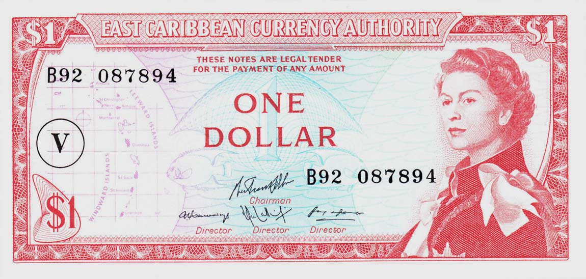 Front of East Caribbean States p13o: 1 Dollar from 1965