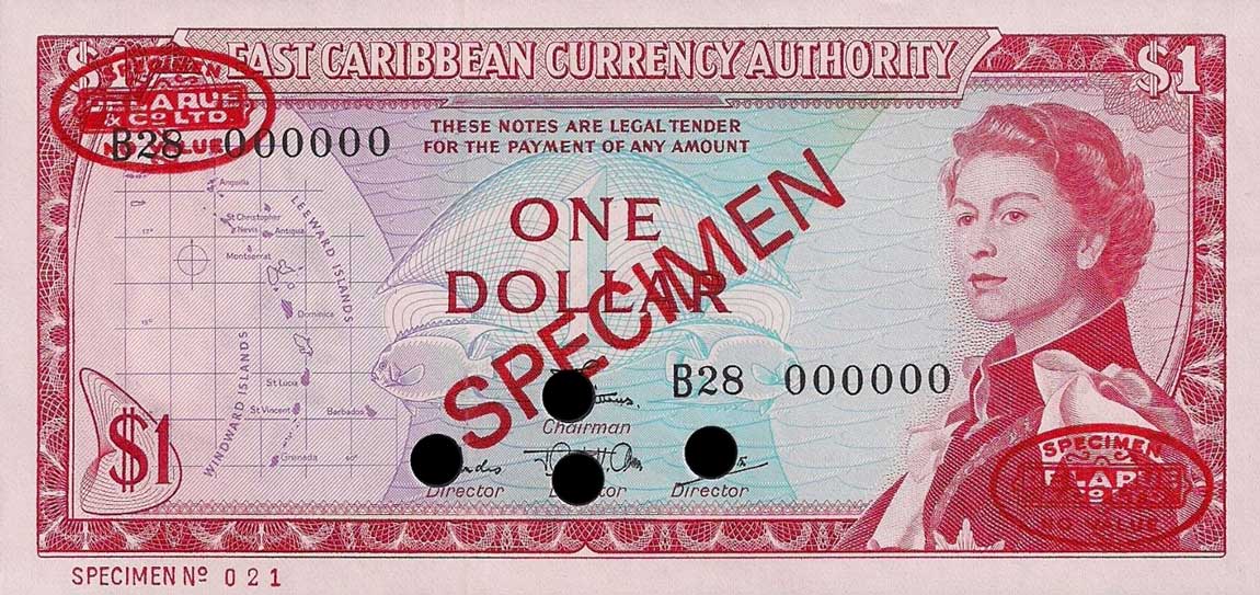 Front of East Caribbean States p13s: 1 Dollar from 1965