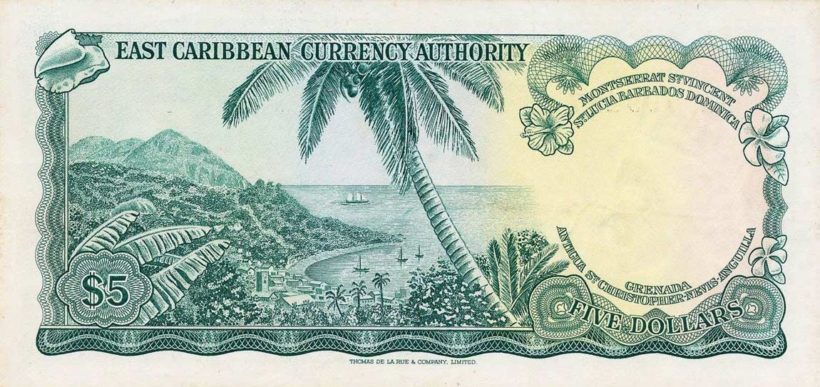 Back of East Caribbean States p14e: 5 Dollars from 1965