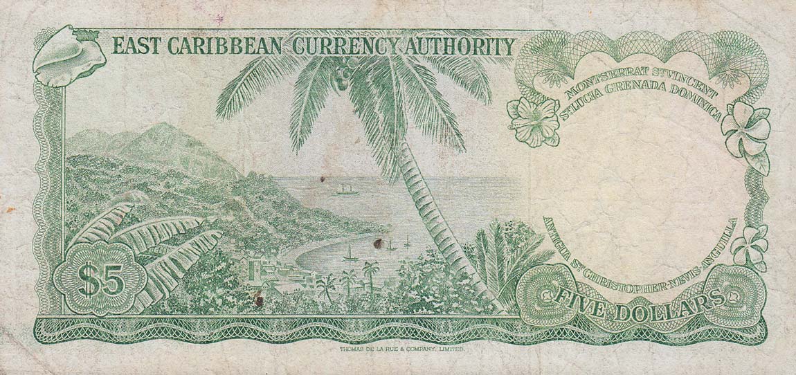 Back of East Caribbean States p14n: 5 Dollars from 1965