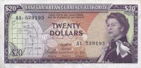 p15a from East Caribbean States: 20 Dollars from 1965