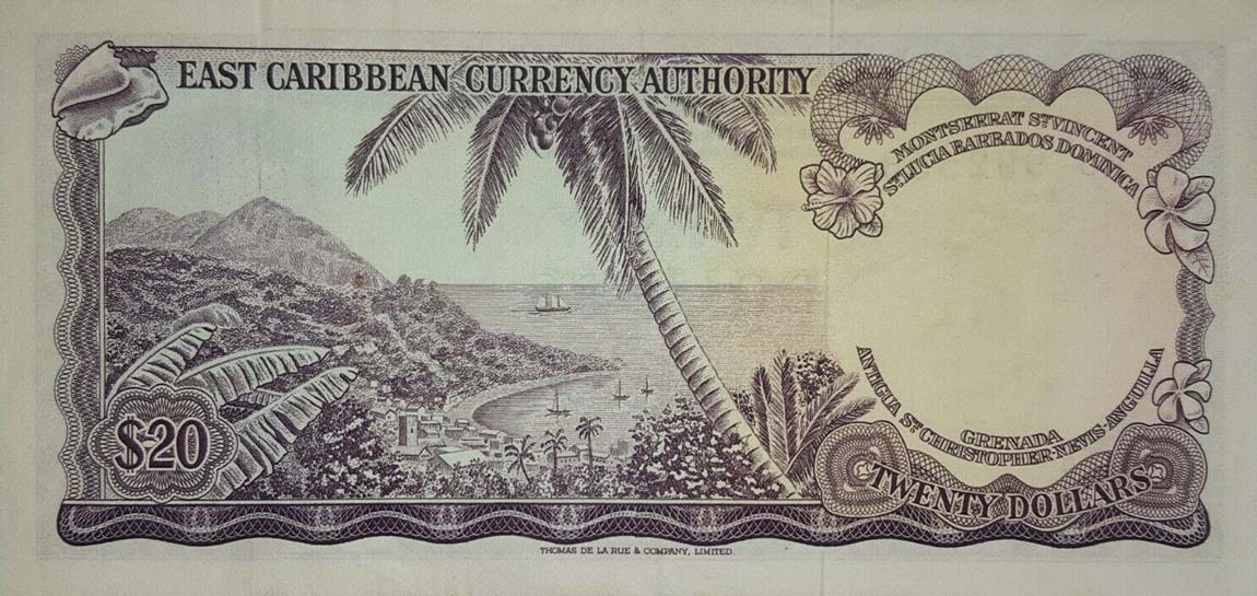 Back of East Caribbean States p15d: 20 Dollars from 1965