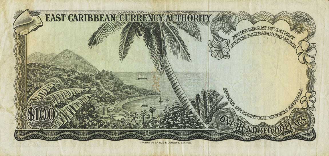 Back of East Caribbean States p16b: 100 Dollars from 1965