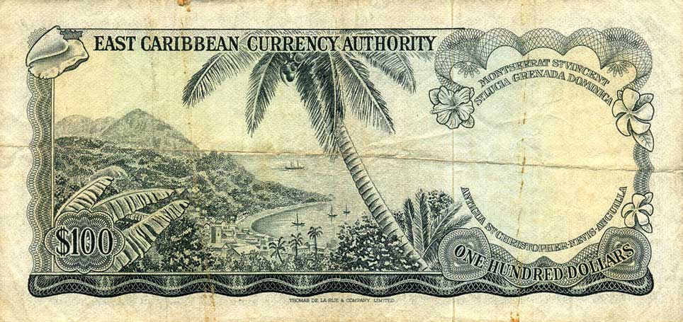 Back of East Caribbean States p16f: 100 Dollars from 1965