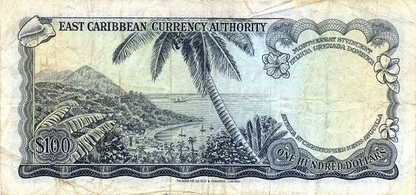 Back of East Caribbean States p16j: 100 Dollars from 1965