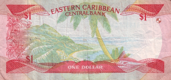 Back of East Caribbean States p21m: 1 Dollar from 1988