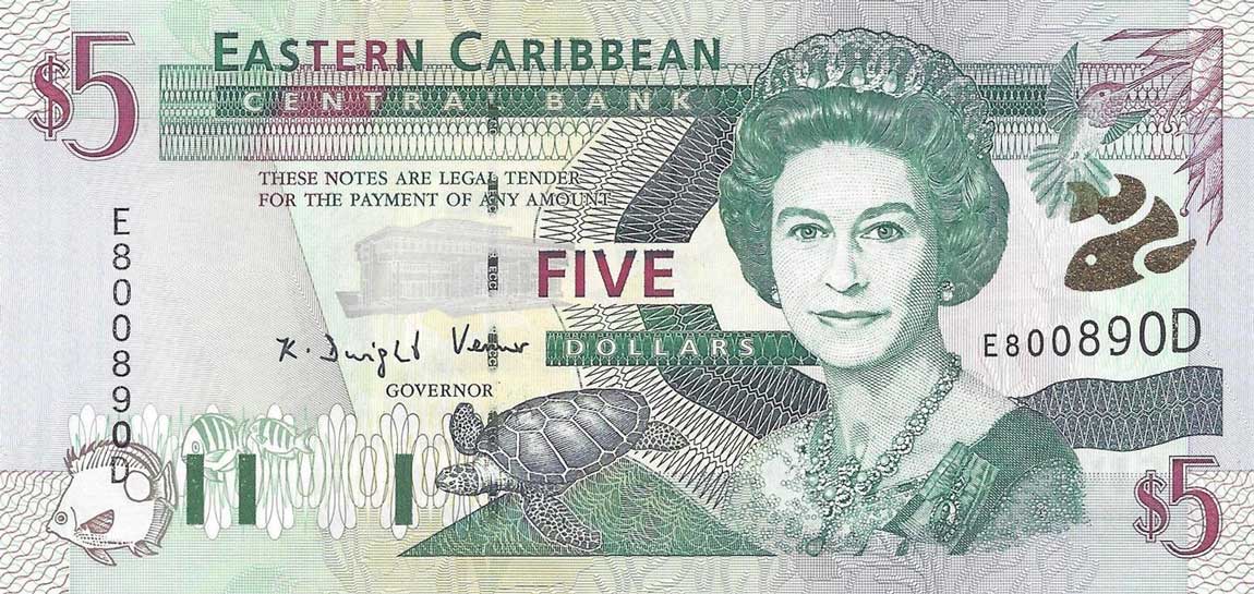 Front of East Caribbean States p37d1: 5 Dollars from 2000