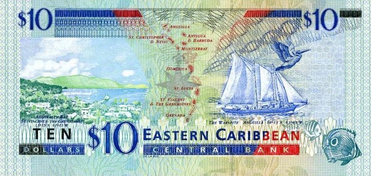 Back of East Caribbean States p38g: 10 Dollars from 2000