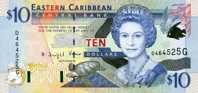 Front of East Caribbean States p38g: 10 Dollars from 2000