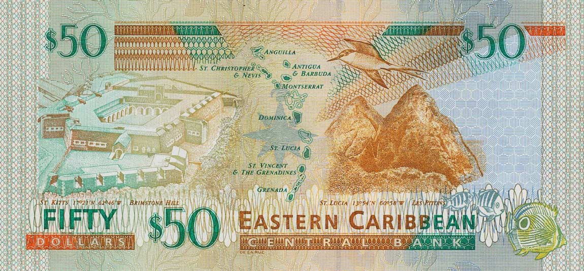 Back of East Caribbean States p40k: 50 Dollars from 2000