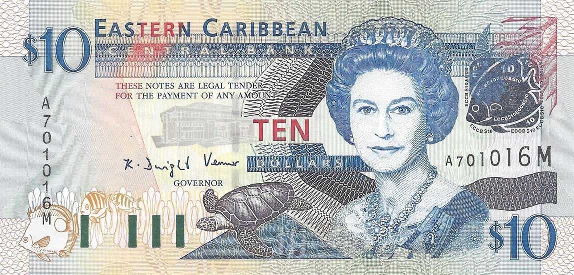 Front of East Caribbean States p43m: 10 Dollars from 2003