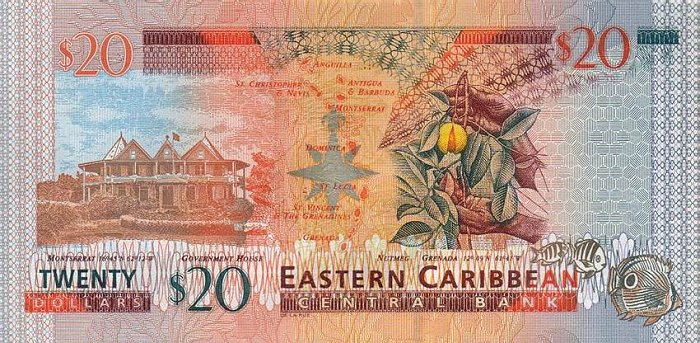 Back of East Caribbean States p44m: 20 Dollars from 2003