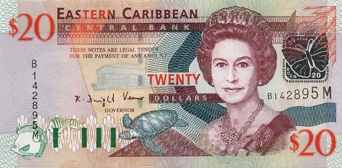 Front of East Caribbean States p44m: 20 Dollars from 2003