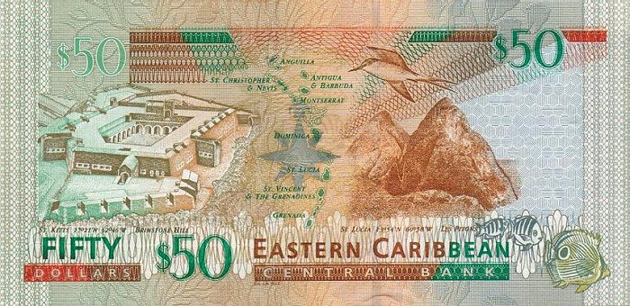 Back of East Caribbean States p45a: 50 Dollars from 2003