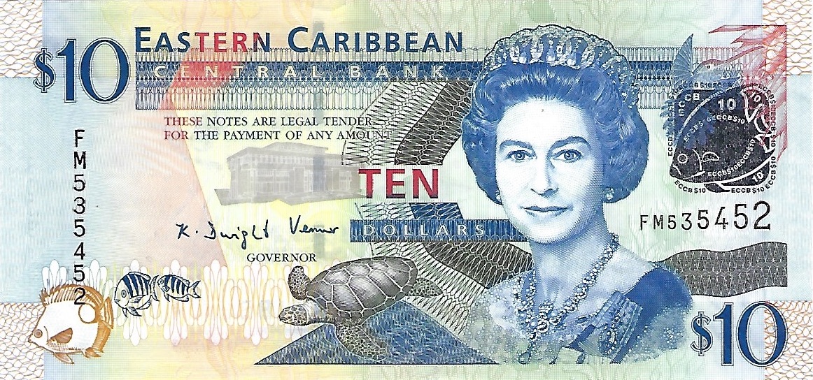 Front of East Caribbean States p48: 10 Dollars from 2008