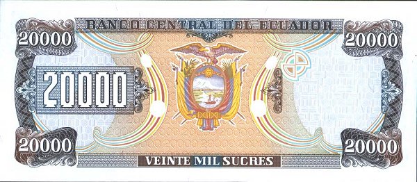 Back of Ecuador p129e: 20000 Sucres from 1999
