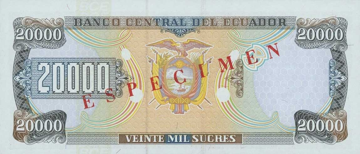 Back of Ecuador p129s2: 20000 Sucres from 1997