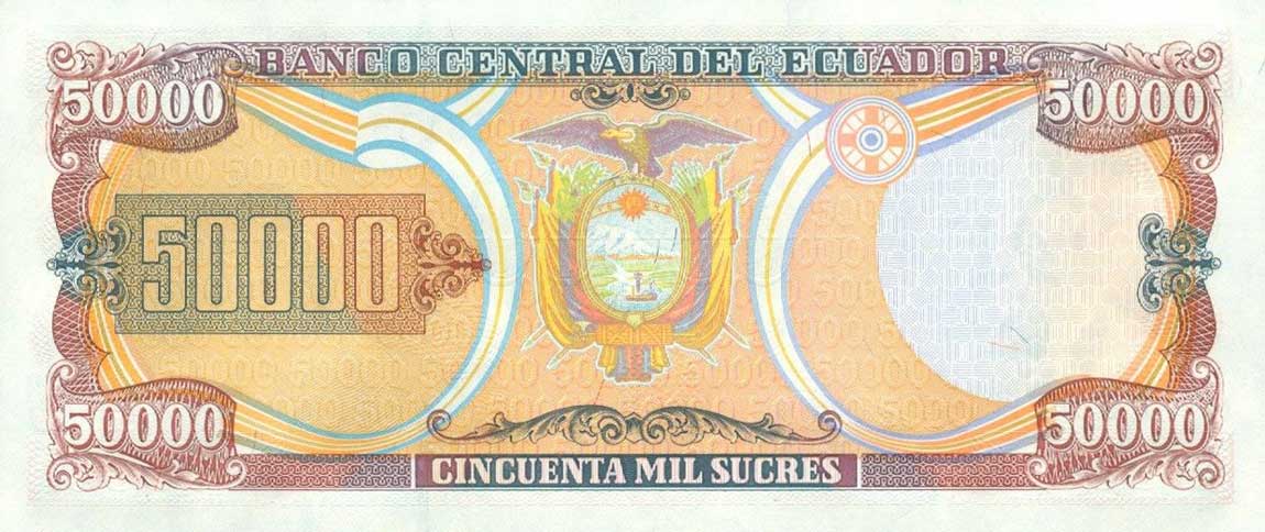 Back of Ecuador p130d: 50000 Sucres from 1999