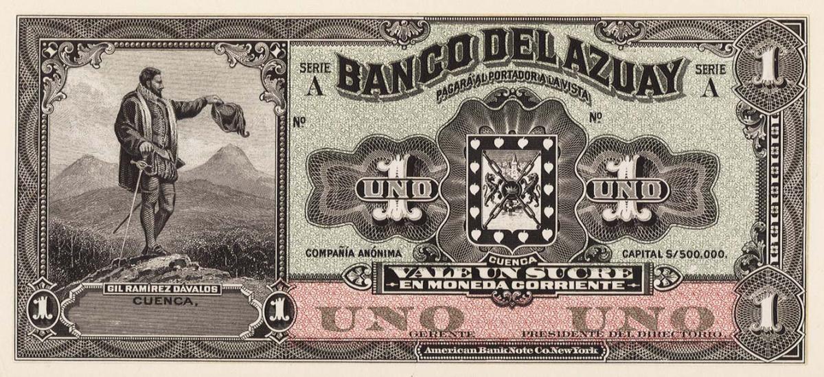 Front of Ecuador pS101p: 1 Sucre from 1914