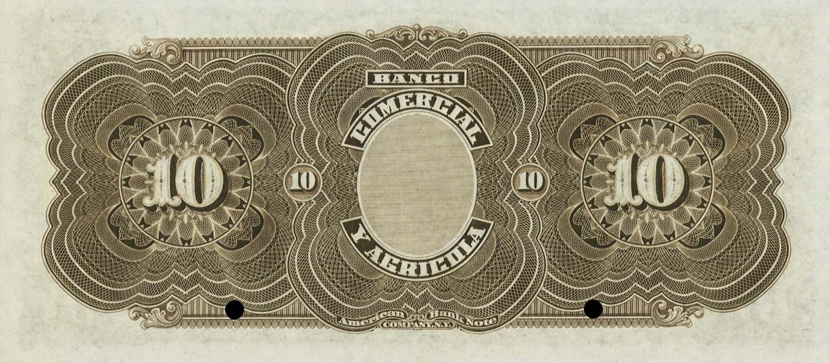 Back of Ecuador pS128s: 10 Sucres from 1916