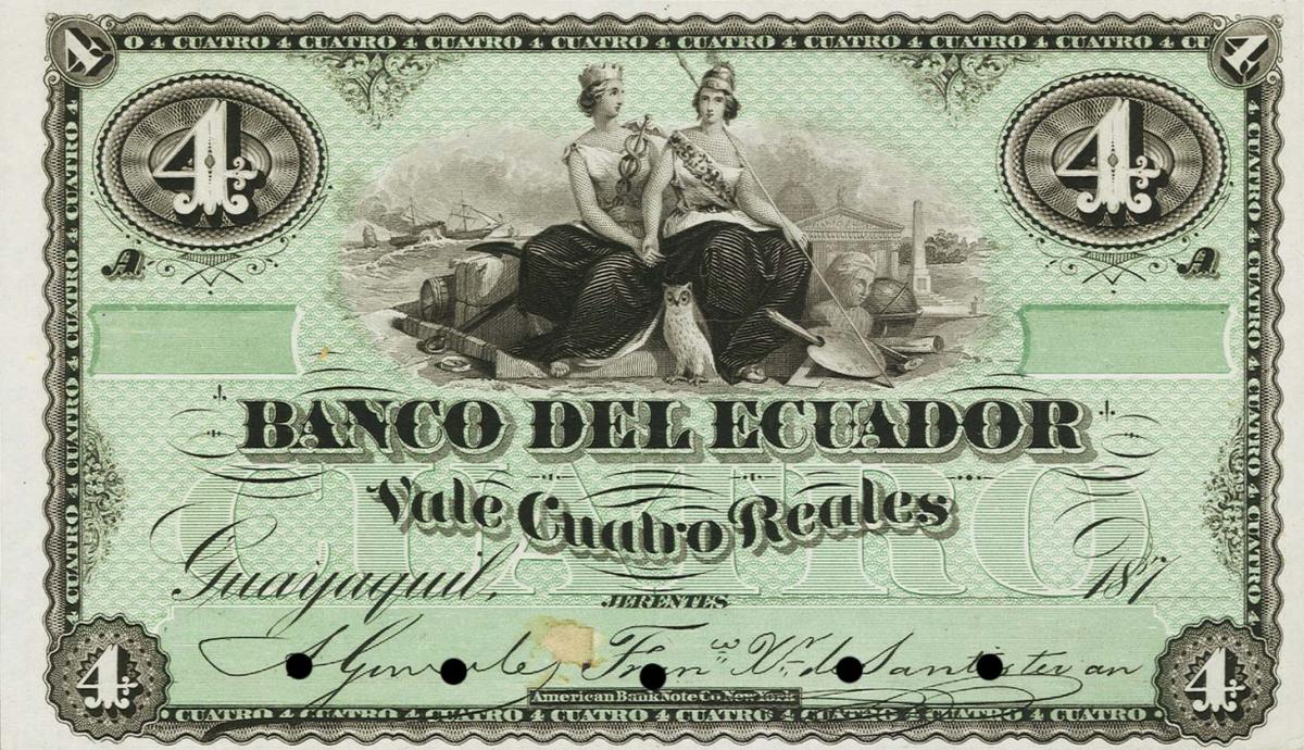 Front of Ecuador pS139: 4 Reais from 1870