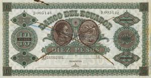 pS141Ca from Ecuador: 10 Pesos from 1872